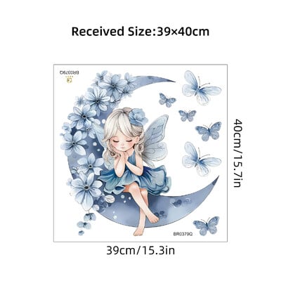 Lány Hold Pillangók Fali matricák Gyerek Lányszoba Hálószoba Dekoráció Bébi Bölcsőde Lakásfelszerelés Kiegészítők Nappali falmatrica