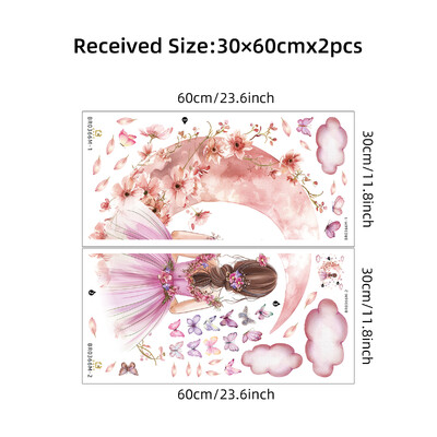 Lány Hold Pillangók Fali matricák Gyerek Lányszoba Hálószoba Dekoráció Bébi Bölcsőde Lakásfelszerelés Kiegészítők Nappali falmatrica