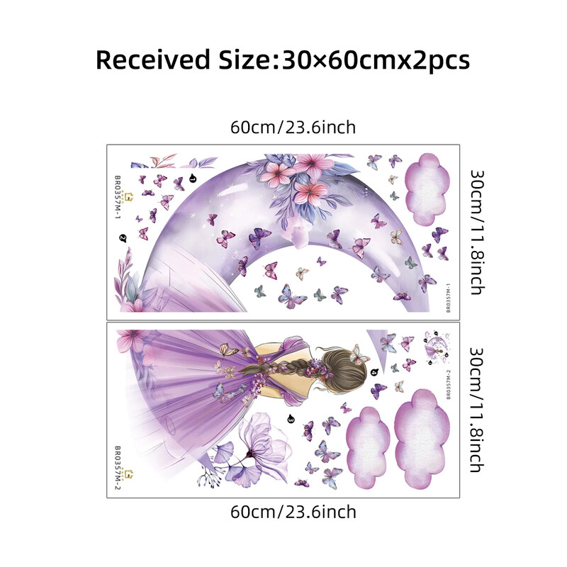 Lány Hold Pillangók Fali matricák Gyerek Lányszoba Hálószoba Dekoráció Bébi Bölcsőde Lakásfelszerelés Kiegészítők Nappali falmatrica
