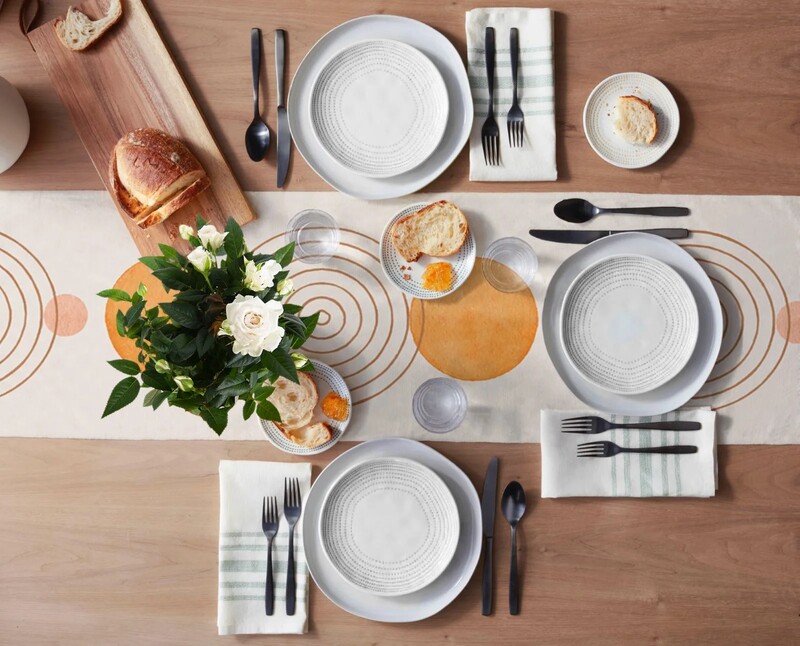 Μοντέρνα Κομψή Μινιμαλιστική Γεωμετρία Τέχνης Λινά Τραπεζαρίες Διακοπές Γαμήλιο πάρτι Κουζίνα Διακόσμηση σπιτιού Τραπεζαρία Πλένεται