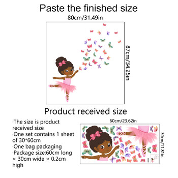 30*60 см цветна пеперуда, танцуваща малко момиче, анимационен стикер за стена, задна стена, всекидневна, спалня, декоративен стикер за стена