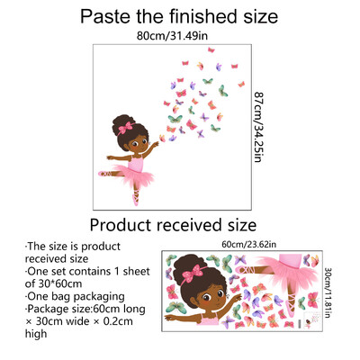 30*60cm krāsains tauriņš dejo maza meitene multfilmas sienas uzlīme viesistabas aizmugures sienas viesistabas guļamistabas dekoratīvā sienas uzlīme