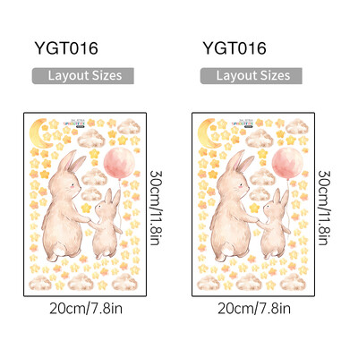 Animacinio filmo baliono triušio šviečiantys sienų lipdukai vaikams miegamojo švytintys tamsoje balti debesys žvaigždės spindi lipdukai kambario apdaila