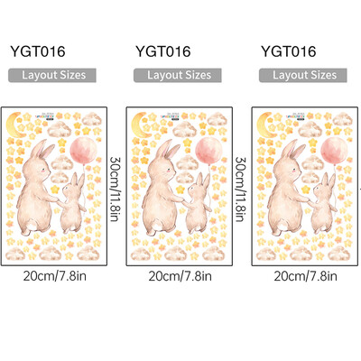 Animacinio filmo baliono triušio šviečiantys sienų lipdukai vaikams miegamojo švytintys tamsoje balti debesys žvaigždės spindi lipdukai kambario apdaila