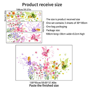 Голяма флорална пеперуда елф момиче фон стикери детска стая спалня декорация стикери за стена самозалепващи