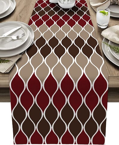 Τυρκουάζ λινό Τραπέζι Διακόσμηση Τραπεζαρίας Κουζίνας Γεωμετρικές Ρίγες Τραπεζοδρομείς για Τραπεζαρία Διακοσμήσεις Γάμου