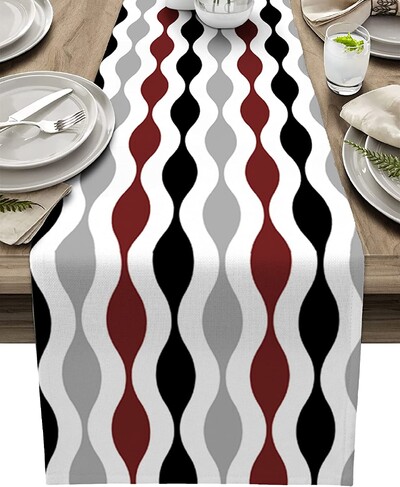 Τυρκουάζ λινό Τραπέζι Διακόσμηση Τραπεζαρίας Κουζίνας Γεωμετρικές Ρίγες Τραπεζοδρομείς για Τραπεζαρία Διακοσμήσεις Γάμου