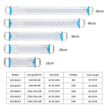 18~70CM Super Bright Lamp LED Light Aquarium for Aquatic Plant Fish Tank Extensible Clip Lamp 90~260V