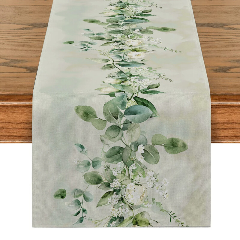 Τραπέζι με φυτά και λουλούδια Runner Διακόσμηση Τραπεζαρίας Είδη κουζίνας Ακουαρέλα Ευκάλυπτος Τραπέζι Runner Party Διακόσμηση
