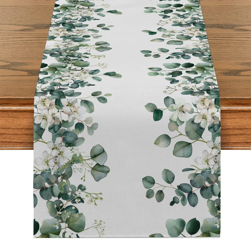 Τραπέζι με φυτά και λουλούδια Runner Διακόσμηση Τραπεζαρίας Είδη κουζίνας Ακουαρέλα Ευκάλυπτος Τραπέζι Runner Party Διακόσμηση