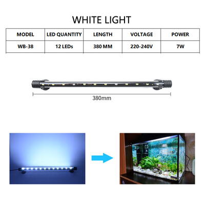 Akvariumo lemputė LED vandeniui atspari žuvų bako lemputė povandeninė žuvų lempa akvariumų dekoro apšvietimas augalų lempa 18-58CM 220-240V 5730lustas