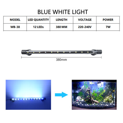 Akvariumo lemputė LED vandeniui atspari žuvų bako lemputė povandeninė žuvų lempa akvariumų dekoro apšvietimas augalų lempa 18-58CM 220-240V 5730lustas