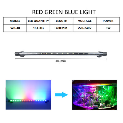 Akvariumo lemputė LED vandeniui atspari žuvų bako lemputė povandeninė žuvų lempa akvariumų dekoro apšvietimas augalų lempa 18-58CM 220-240V 5730lustas