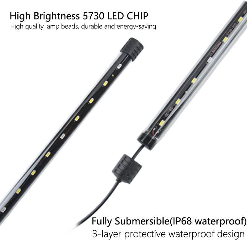 Akvariumo lemputė LED vandeniui atspari žuvų bako lemputė povandeninė žuvų lempa akvariumų dekoro apšvietimas augalų lempa 18-58CM 220-240V 5730lustas