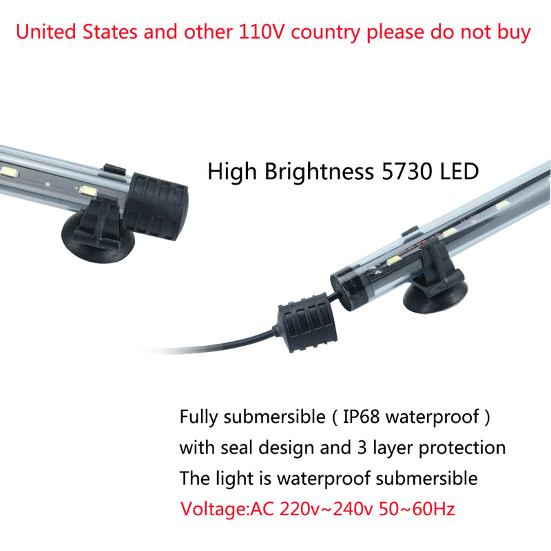 Akvariumo lemputė LED vandeniui atspari žuvų bako lemputė povandeninė žuvų lempa akvariumų dekoro apšvietimas augalų lempa 18-58CM 220-240V 5730lustas