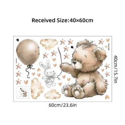 1 db Star Bear Balloon Bútor fali matricák babaszoba dekorációhoz gyerekszoba dekoráció fali művészet nappali fali matricák