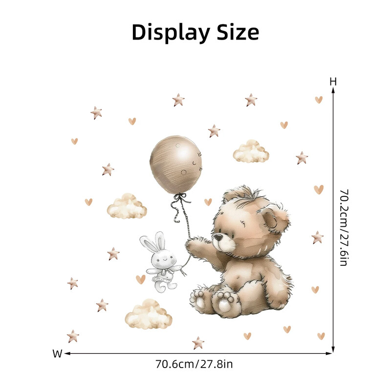 1 db Star Bear Balloon Bútor fali matricák babaszoba dekorációhoz gyerekszoba dekoráció fali művészet nappali fali matricák