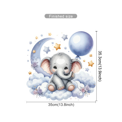Αυτοκόλλητα τοίχου με μπλε καρτούν Elephant Moon για Παιδικό Δωμάτιο Διακόσμηση Παιδικού Δωματίου Υπνοδωμάτιο Διακόσμηση σαλονιού Αυτοκόλλητα τοίχου