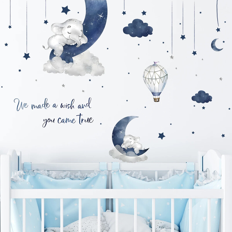 1 kom. Zidna naljepnica s crtanim filmom Životinja Slon Dekoracija dječje sobe Dekoracija dječje sobe za spavaću sobu Djevojčice Dječaci Poklon Dnevni boravak