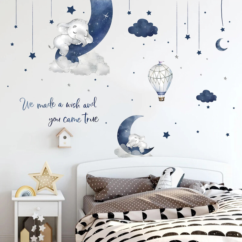 1 kom. Zidna naljepnica s crtanim filmom Životinja Slon Dekoracija dječje sobe Dekoracija dječje sobe za spavaću sobu Djevojčice Dječaci Poklon Dnevni boravak