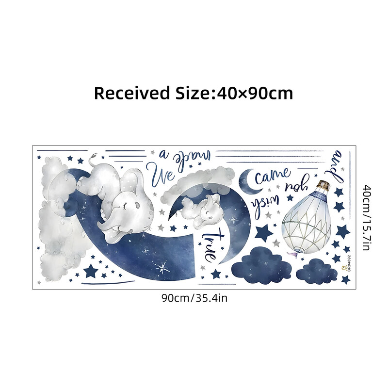 1 kom. Zidna naljepnica s crtanim filmom Životinja Slon Dekoracija dječje sobe Dekoracija dječje sobe za spavaću sobu Djevojčice Dječaci Poklon Dnevni boravak