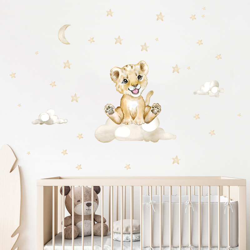 Rajzfilm Aranyos Tigris Hold Csillag Falmatricák Levehető Hálószoba Nappali Bölcsődei Falmatricák