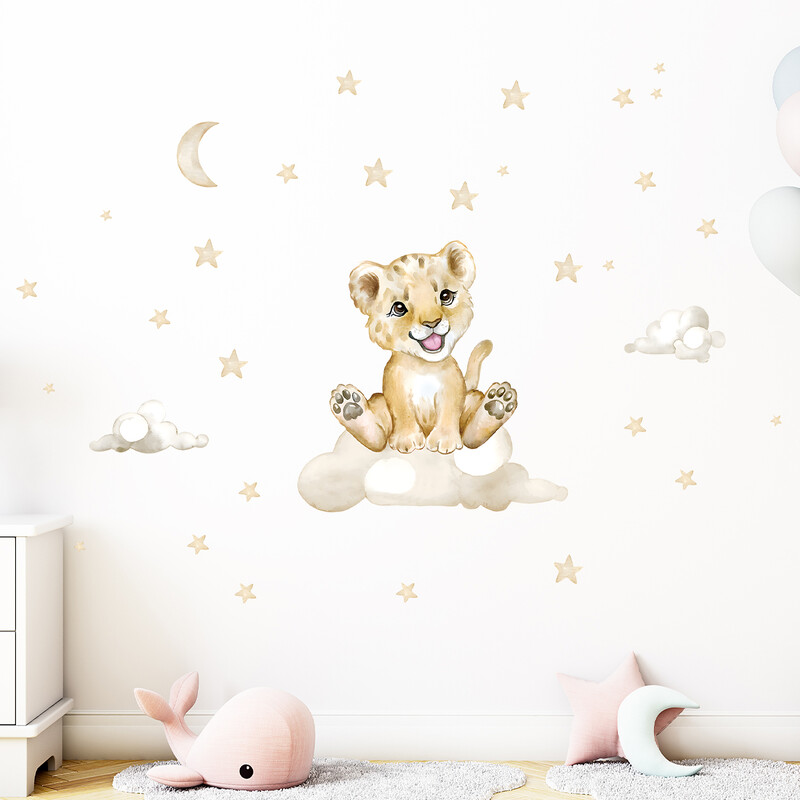 Rajzfilm Aranyos Tigris Hold Csillag Falmatricák Levehető Hálószoba Nappali Bölcsődei Falmatricák