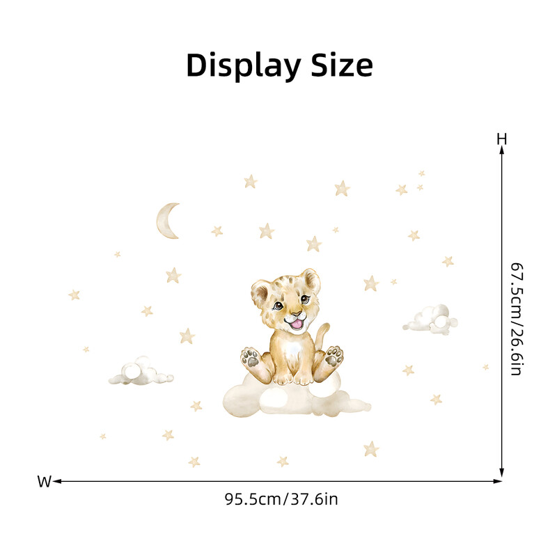 Rajzfilm Aranyos Tigris Hold Csillag Falmatricák Levehető Hálószoba Nappali Bölcsődei Falmatricák