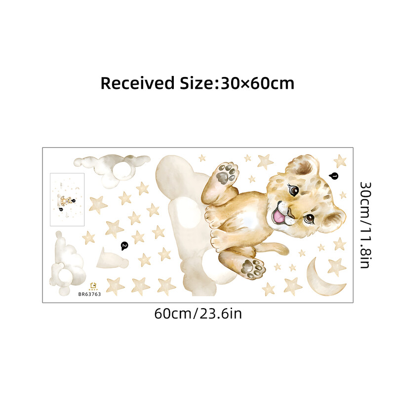 Rajzfilm Aranyos Tigris Hold Csillag Falmatricák Levehető Hálószoba Nappali Bölcsődei Falmatricák