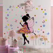 Αυτοκόλλητο τοίχου πεταλούδα Μωρό λουλούδι Αυτοκόλλητο τοίχου νεράιδα Κορίτσι κρεβατοκάμαρα Διακόσμηση σπιτιού Ταπετσαρία παιδικού δωματίου Αυτοκόλλητα αυτοκόλλητα PVC
