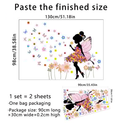 Αυτοκόλλητο τοίχου πεταλούδα Μωρό λουλούδι Αυτοκόλλητο τοίχου νεράιδα Κορίτσι κρεβατοκάμαρα Διακόσμηση σπιτιού Ταπετσαρία παιδικού δωματίου Αυτοκόλλητα αυτοκόλλητα PVC