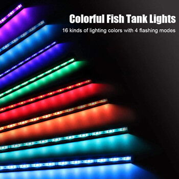 Φωτεινή μπάρα Fish Tank 5050 RGB LED 28cm 48cm Αδιάβροχη Υποβρύχια Λάμπα Ενυδρείου Τηλεχειριστήριο 16 ειδών χρωμάτων EU Plug