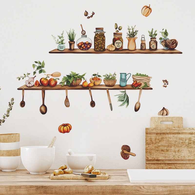 Kūrybiniai virtuvės prietaisai Lentynos Valgomojo virtuvės fonas Sienų dekoras Pagražinantis namų tobulinimą Sienų lipdukai