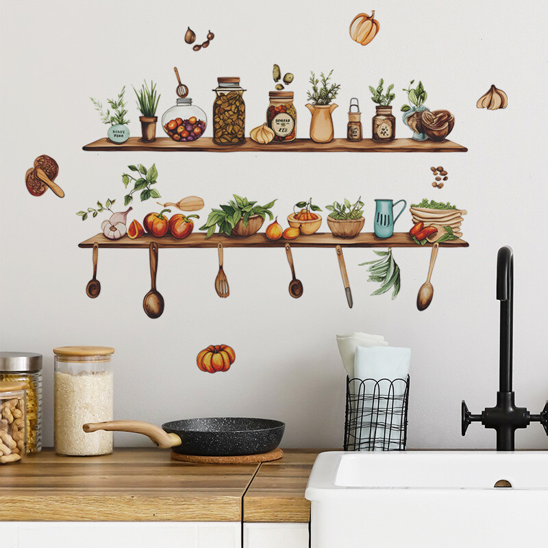 Kūrybiniai virtuvės prietaisai Lentynos Valgomojo virtuvės fonas Sienų dekoras Pagražinantis namų tobulinimą Sienų lipdukai