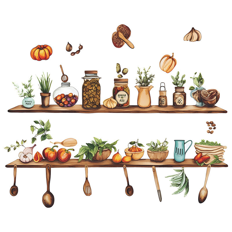 Kūrybiniai virtuvės prietaisai Lentynos Valgomojo virtuvės fonas Sienų dekoras Pagražinantis namų tobulinimą Sienų lipdukai