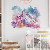1 бр. Fantasy Castle Unicorn Детска стая Спалня Веранда Декорация на дома Стикери за стена Самозалепващи се