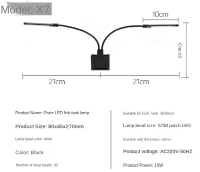 Φως δεξαμενής ψαριών ελαφρύ γρασίδι φωτιστικό μικρό αδιάβροχο φωτισμό εξοικονόμησης ενέργειας μίνι κλιπ φως ενυδρείο νερό φυτικό φάσμα φως LED