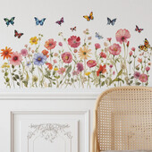 Dažytos gėlės lapai drugelis svetainės sienų apdaila Miegamojo remonto atmosfera sienų lipdukai savaime įklijuoti