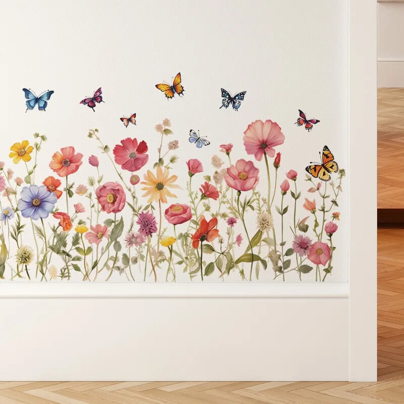 Dažytos gėlės lapai drugelis svetainės sienų apdaila Miegamojo remonto atmosfera sienų lipdukai savaime įklijuoti