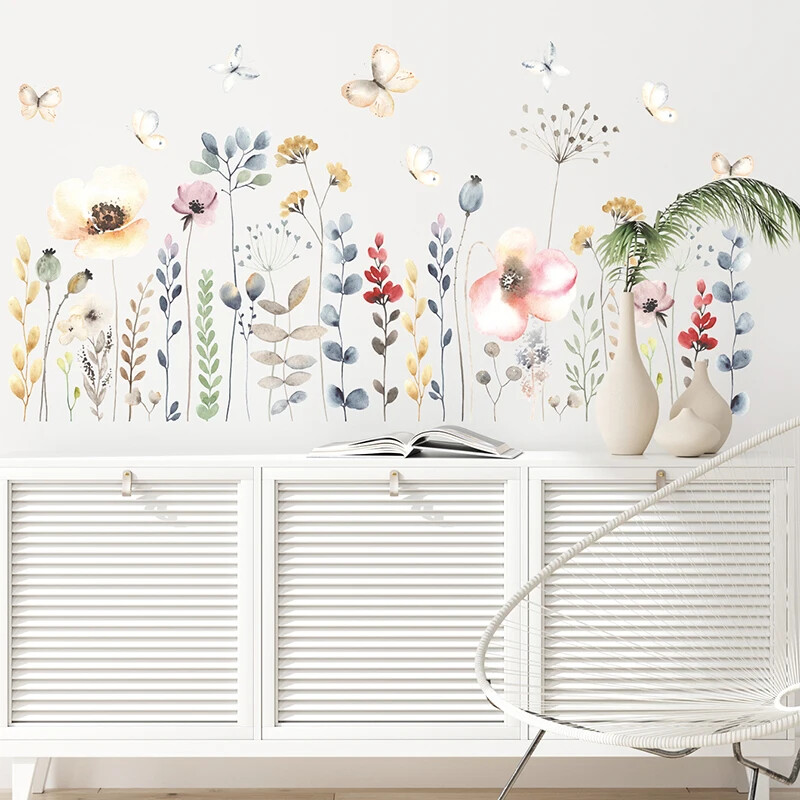 1db Boho stílusú akvarell virágok virágos fali matricák nappaliba gyerekszobába gyerek hálószobába falmatricák otthoni dekorációhoz