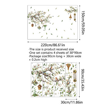 Κλαδιά Λουλούδια Πουλιά Αυτοκόλλητο τοίχου Διακόσμηση Φόντου σαλονιού Διακοσμητικά κρεβατοκάμαρας Αυτοκόλλητη ταπετσαρία σπιτιού Beautify