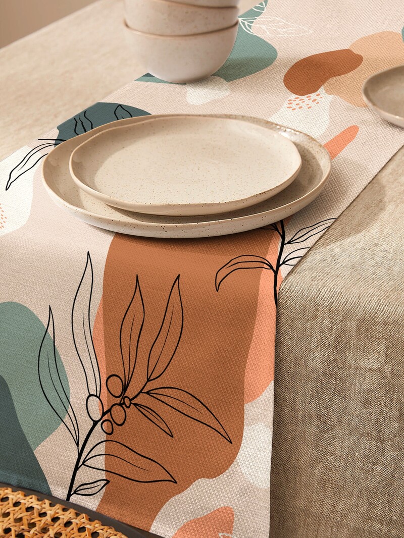 Καλοκαιρινό μοτίβο φύλλου Τραπέζι Runner Μοντέρνο κάλυμμα τραπεζιού κουζίνας Γαμήλιο πάρτι Διακόσμηση σπιτιού Βαμβακερό λινό τραπεζομάντιλο τραπεζαρίας
