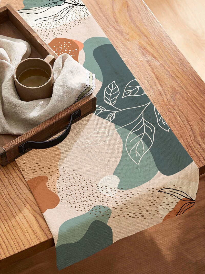 Καλοκαιρινό μοτίβο φύλλου Τραπέζι Runner Μοντέρνο κάλυμμα τραπεζιού κουζίνας Γαμήλιο πάρτι Διακόσμηση σπιτιού Βαμβακερό λινό τραπεζομάντιλο τραπεζαρίας
