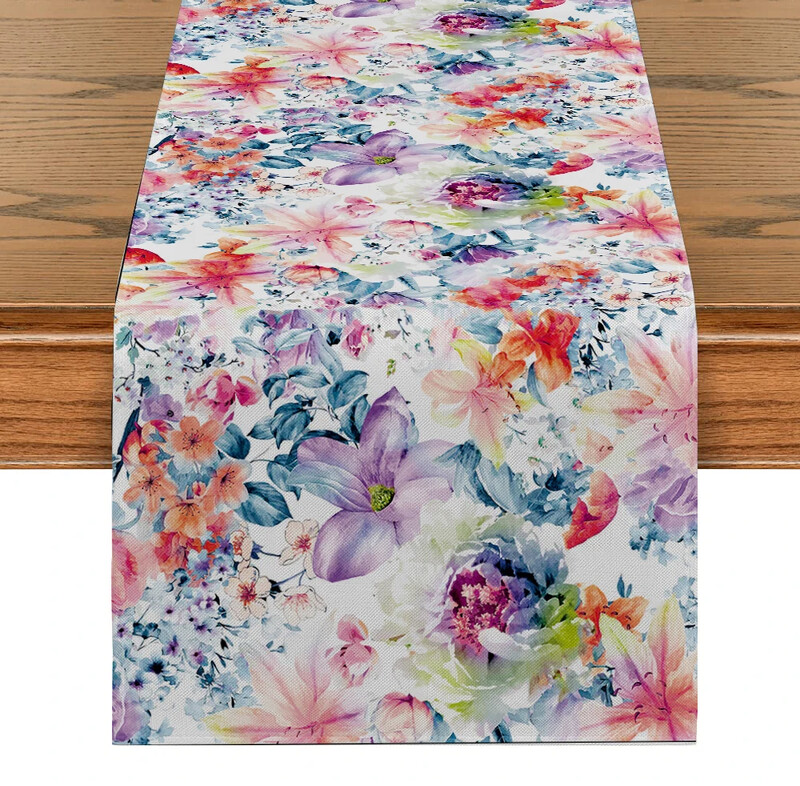 1 τεμ, τραπεζομάντιλο ακουαρέλα, βοτανικό λουλουδάτο τραπεζομάντιλο διακόσμηση τραπεζιού κουζίνας, Κατάλληλο για εσωτερική διακόσμηση εξωτερικού χώρου