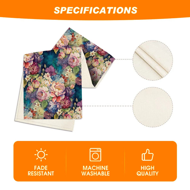1 τεμ, τραπεζομάντιλο ακουαρέλα, βοτανικό λουλουδάτο τραπεζομάντιλο διακόσμηση τραπεζιού κουζίνας, Κατάλληλο για εσωτερική διακόσμηση εξωτερικού χώρου