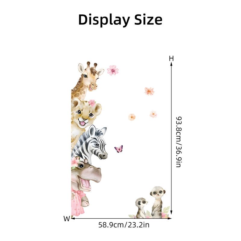 Cartoon Cute Watercolor Animals Αυτοκόλλητα πόρτας Διακόσμηση για το υπνοδωμάτιο Αυτοκόλλητο τοίχου Σαλόνι τοίχου Art Home Decor Παιδικό δωμάτιο