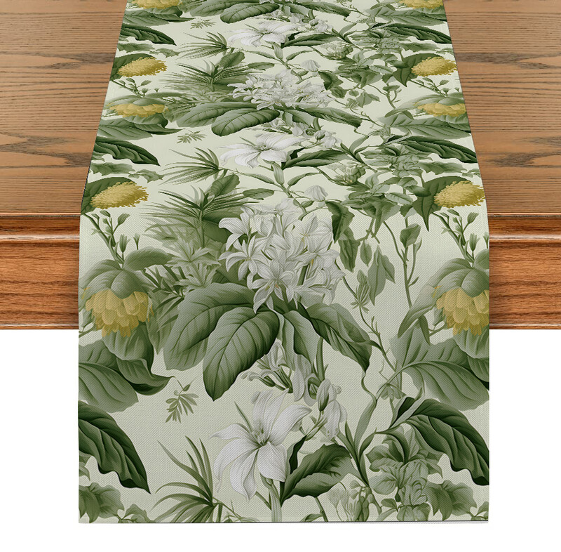 Green Zongye Table Runner Forest Leaf Table Runner Restorano stalo dekoravimas