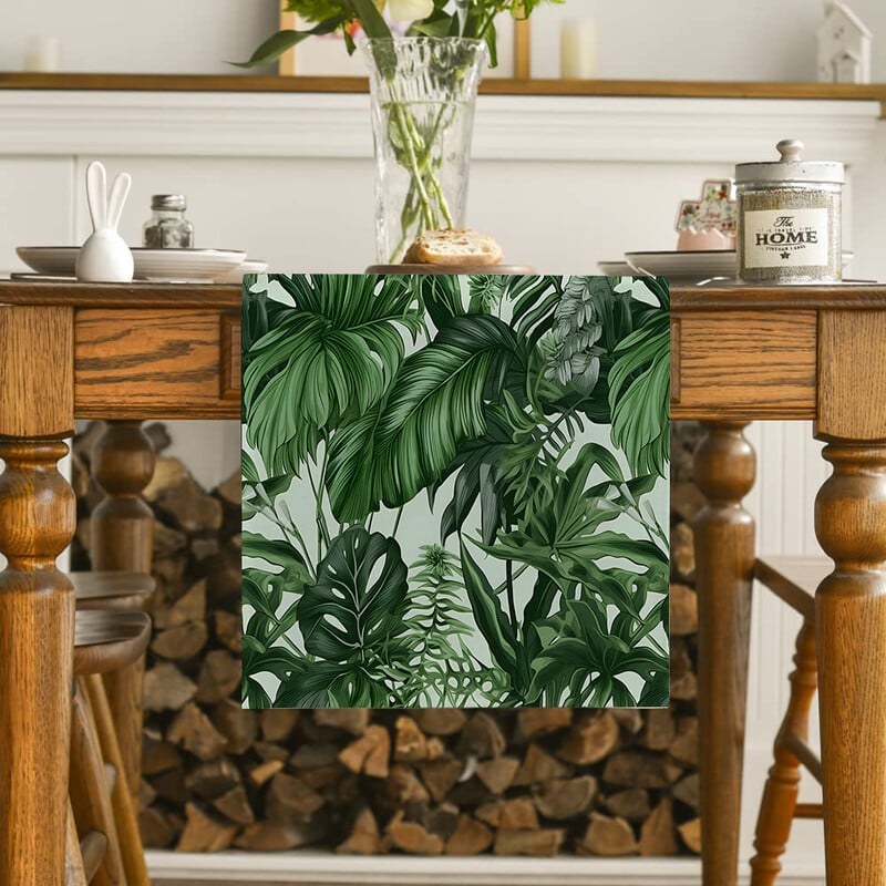 Green Zongye Table Runner Forest Leaf Table Runner Restorano stalo dekoravimas