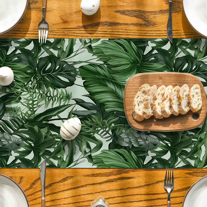 Green Zongye Table Runner Forest Leaf Table Runner Restorano stalo dekoravimas