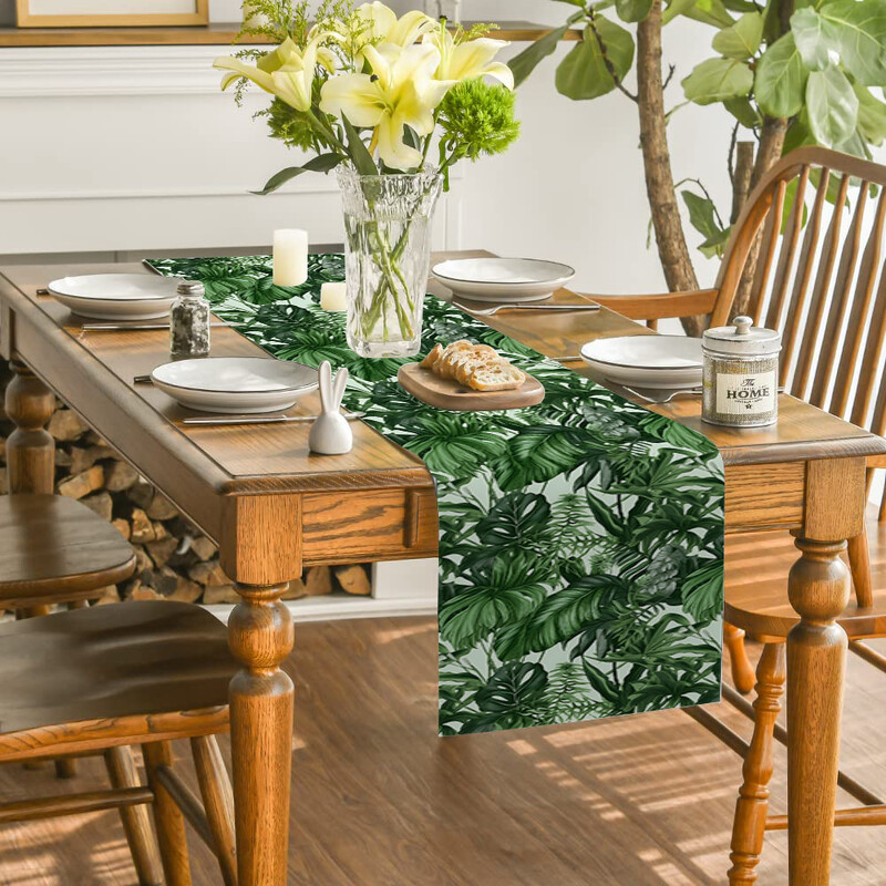 Green Zongye Table Runner Forest Leaf Table Runner Restorano stalo dekoravimas